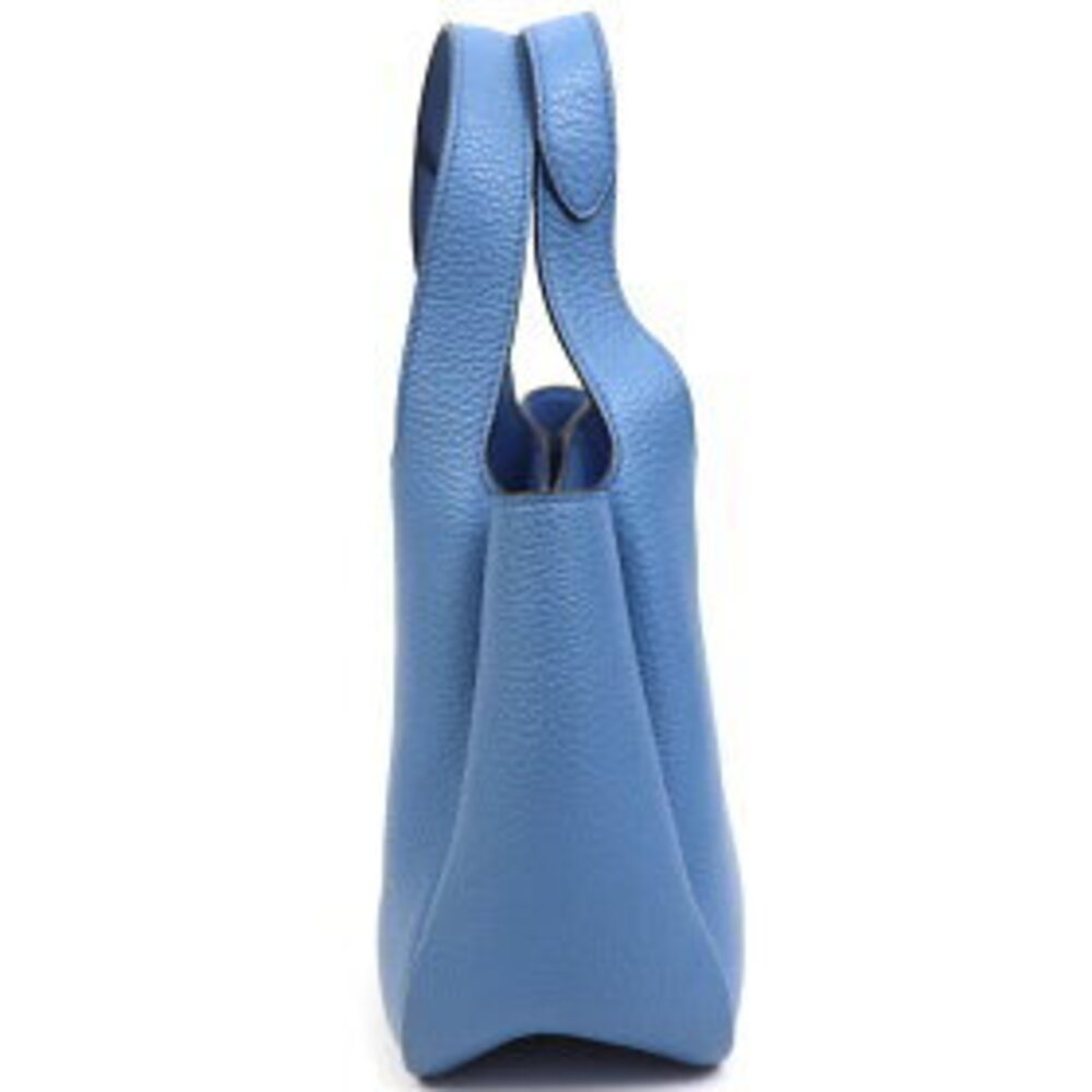 Prada calf leather handbag metal logo triangle stitching Blue tote bag - Picture 4 of 7